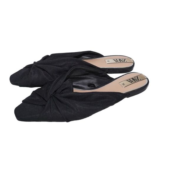 Zara Black Pointed Toe Slides / Mules, Size 36 - Picture 5 of 7